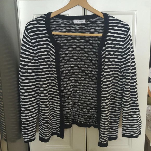 Calvin Klein Career Striped Open Cardigan Sweater - Picture 1 of 6